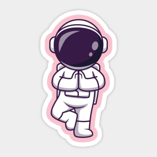 Cute Astronaut Meditating Yoga Cartoon Sticker